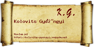 Kolovits Gyöngyi névjegykártya